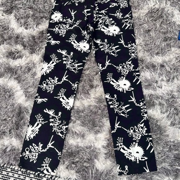 KENZO Jacquard Pants Metallic Olive Green Steampunk Print Size 31 US - Picture 3 of 8